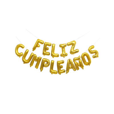 Globo Foil Letras Feliz Cumpleaños Dorado 15pcs