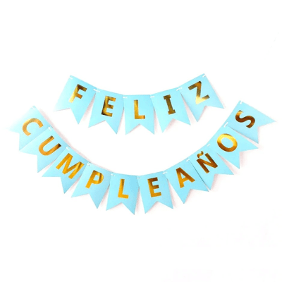Banderin Celeste Feliz Cumpleaños