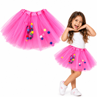 Tutu 30cm Pompon Rosado1