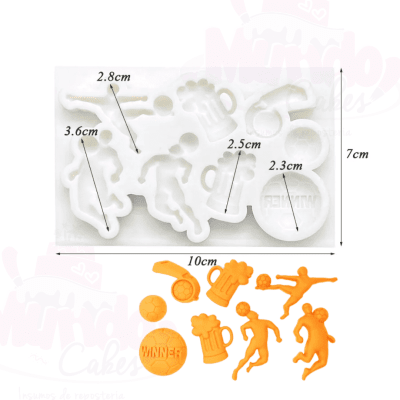 Molde Silicona para fondant futbol