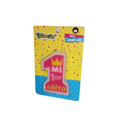 Vela Mi primer Añito Rosada1