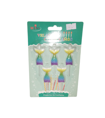 Vela Cola De Sirena 5pza.