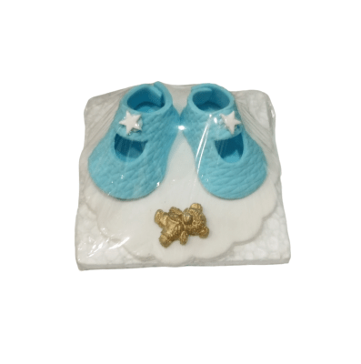Decoracion de Azucar Zapato Bebe Celeste1