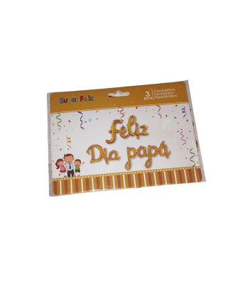 Globo Feliz dia Papa Dorado 3pzas.