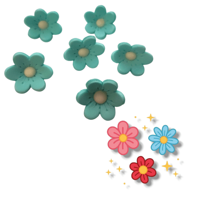 Decoracion De Azucar Flores Grandes Celeste 6u.
