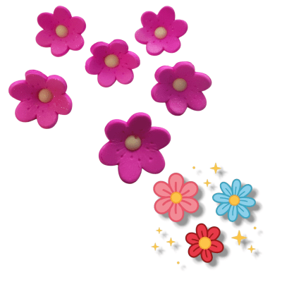 Decoracion De Azucar Flores Grandes Fucsia 6u.1