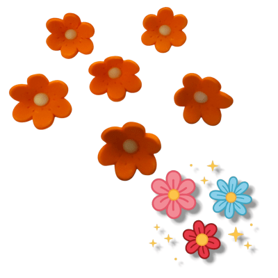 Decoracion De Azucar Flores Grandes Naranja 6u.1
