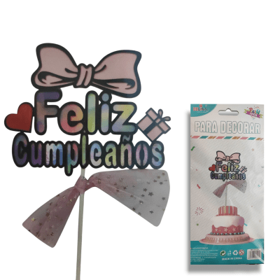 Topper Feliz Cumpleaños Moño 1 pzas.