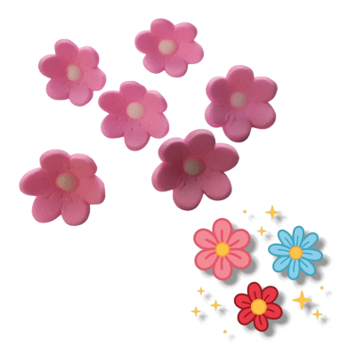 Decoracion De Azucar Flores Grandes Rosada 6U.