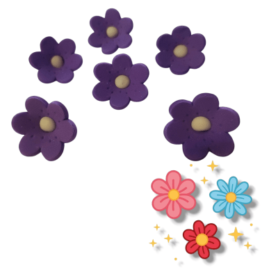 Decoracion Azucar Flores Grandes Morado 6u.