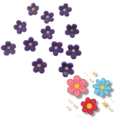 Decoracion Azucar Flores Chicas Morado 12u.