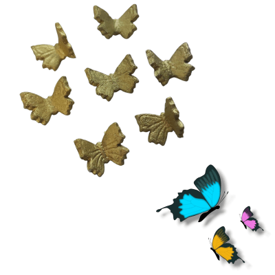Decoracion de Azucar Mariposa Dorada 7u.