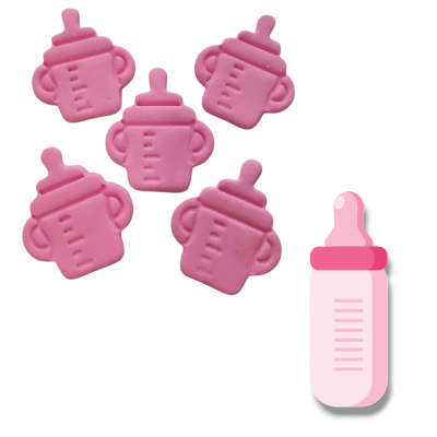 Decoracion de Azucar Mamadera rosa 5u.