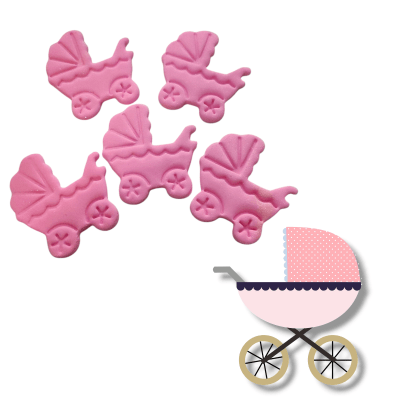 Decoracion de Azucar Coche Rosa 5u.