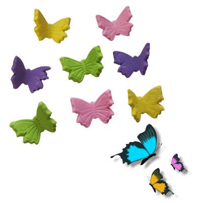 Decoracion de Azucar Mariposas Colores 8u.