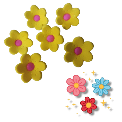 Decoracion Azucar Flores Grandes Amarillo 6u.