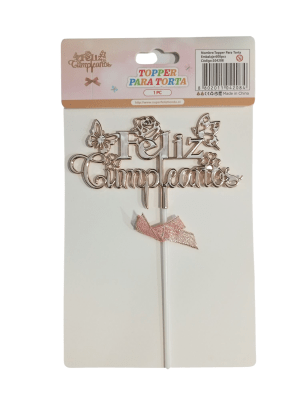 Topper para torta Rose Gold Super Feliz1