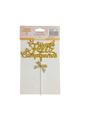 Topper para torta Dorado Super Feliz