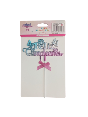 Topper Para Torta Lila-Celeste Super Feliz