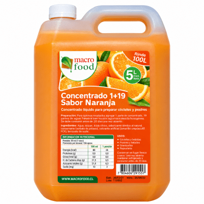 Concentrado Naranja (1+19) 5 Lt. Macrofood.