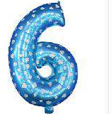 Globo Numero 6 Azul Corazones Foil1