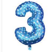 Globo Numero 3 Azul Corazones Foil1