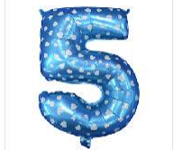 Globo Numero 5 Azul Corazones Foil1