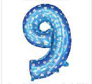 Globo Numero 9 Azul Corazones Foil1