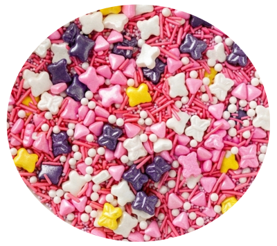 Sprinkles Mariposas Palitos Rosa 80grs.