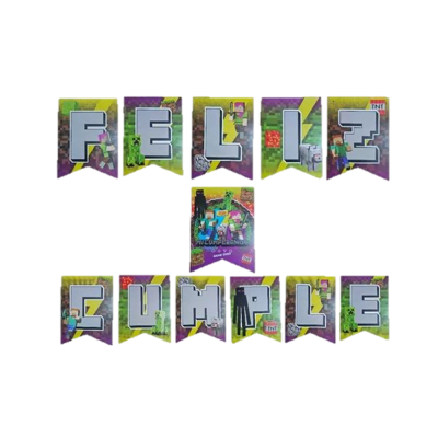 Guirnalda Minecraf Feliz Cumpleaños