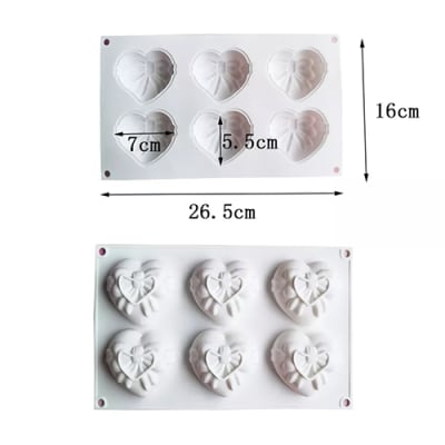 Molde Silicona Corazon Moños