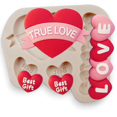 Molde silicona Corazon Love 4Div.