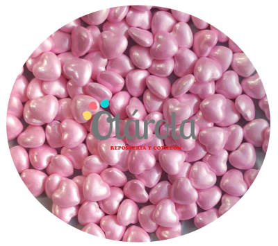Mostacilla 3D Corazón Rosa 10mm.