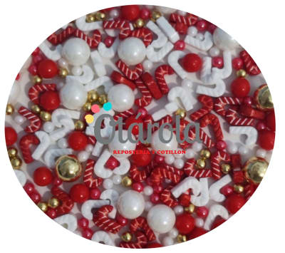 Sprinkles Navidad Bastones, perlas doradas gold. 80grs.