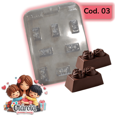 Molde Plastico Bombon con Rosas 8div.1