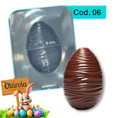 Molde plastico Huevo Rayas 3D 1Div.