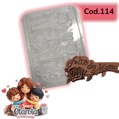 Molde Plastico Placa Feliz dia Mamà 4 Div.1