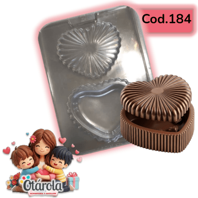 Molde Plastico Cofre Corazón 2 Div.