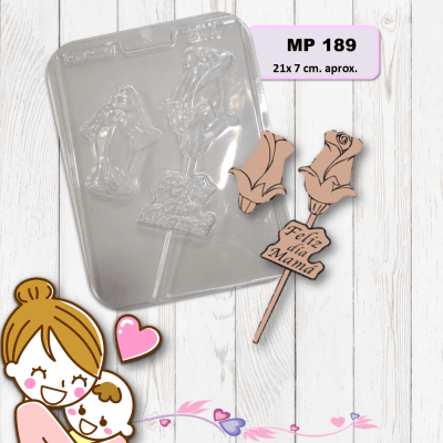 Molde Plastico Rosa Feliz Día 2 Div.1