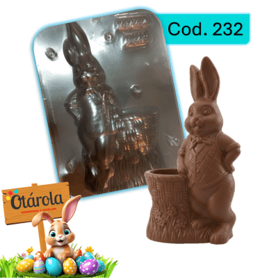 Molde plastico Conejo con Canasto 1Div.1