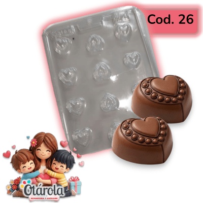 Molde Plastico Bombom Corazon 12Div.