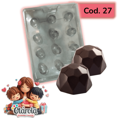 Molde Plastico Bombon Diamante redondo 12div.