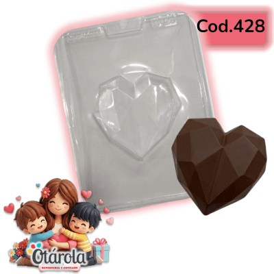 Molde Plastico Corazón Diamante 1 Div.