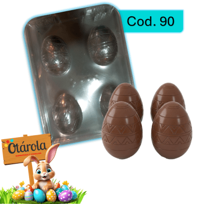 Molde plastico Huevos con triangulos 4Div.