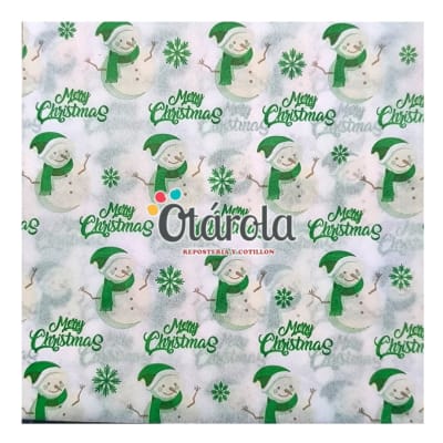 Papel alfajor Navidad Mono de Nieve Verde 100u.1