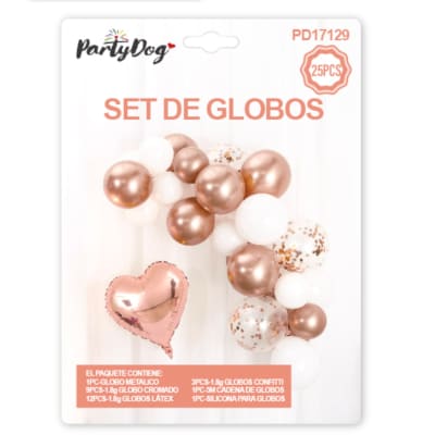 Set De Globos Blanco/Dorado