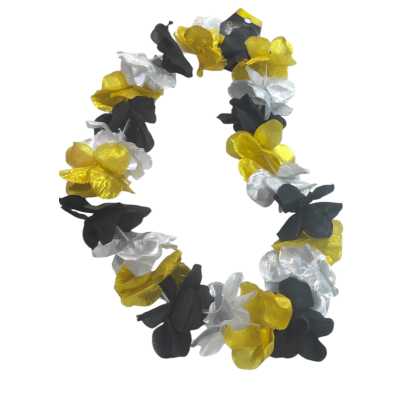 Collar de flores dorado, negro y plata 1u.