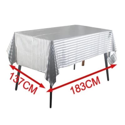 Mantel Metalico blanco rayas Plata 1u.