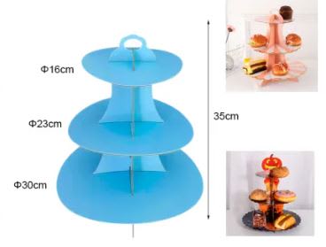 Porta Cupcake Celeste 3 Niveles