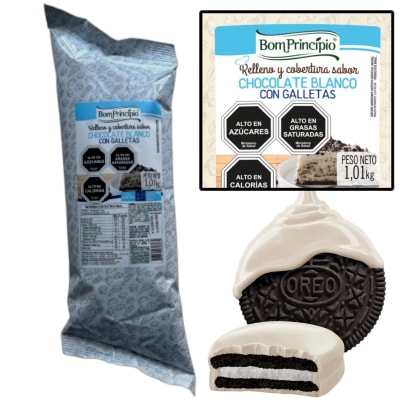 Relleno Chocolate Blanco con Cookies 1kg. Bom Principio